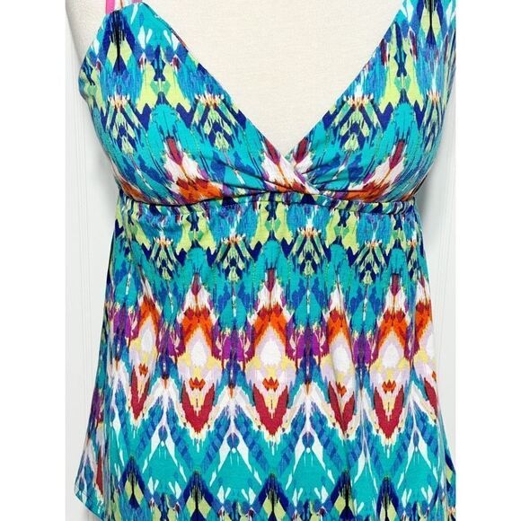 Pink Republic Womens Geometric Racerback Top Sleeveless‎ Blue Pink Size Medium - Picture 4 of 10